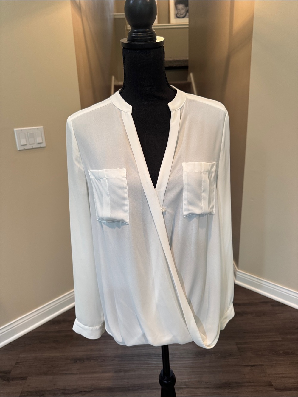 Anthropologie Cream Wrap-Style Blouse